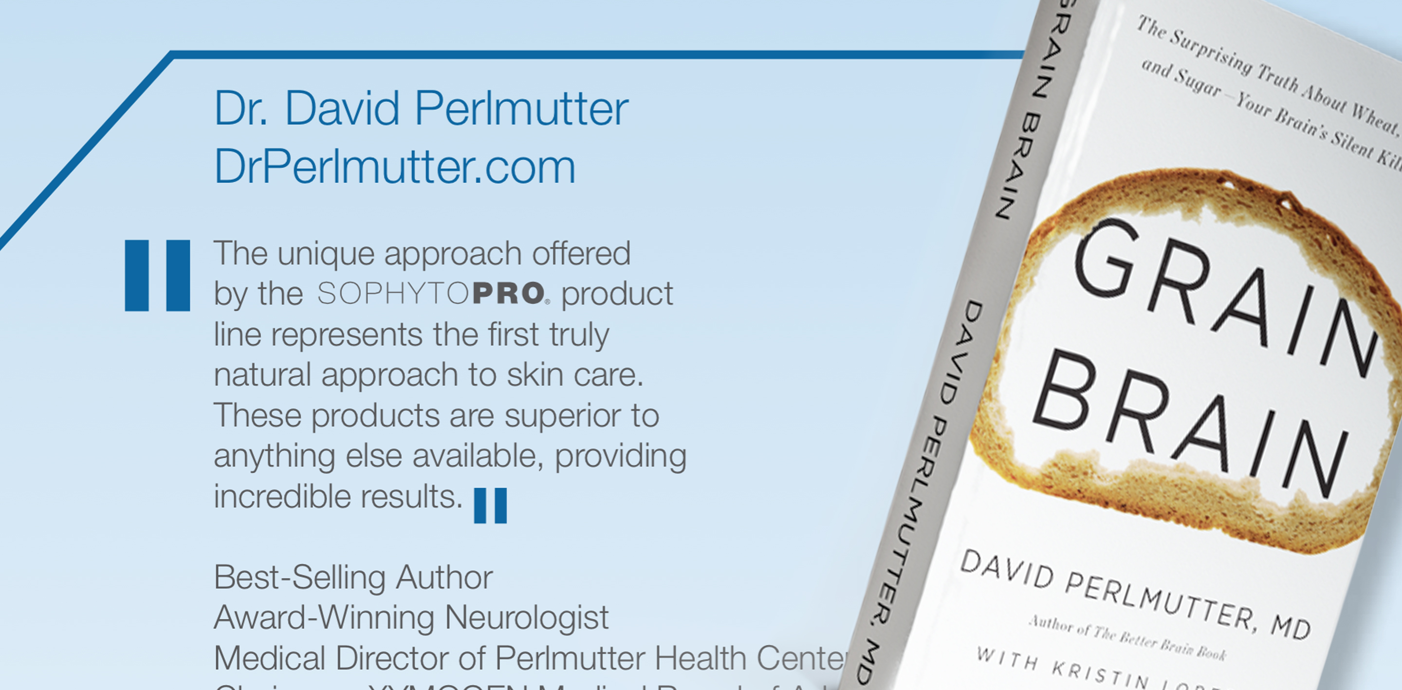 Grain Brain author David Perlmutter endorses sophytopro skincare products 